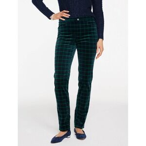 Women's Talbots Velveteen Straight Leg Pants Tartan Plaid Size 12